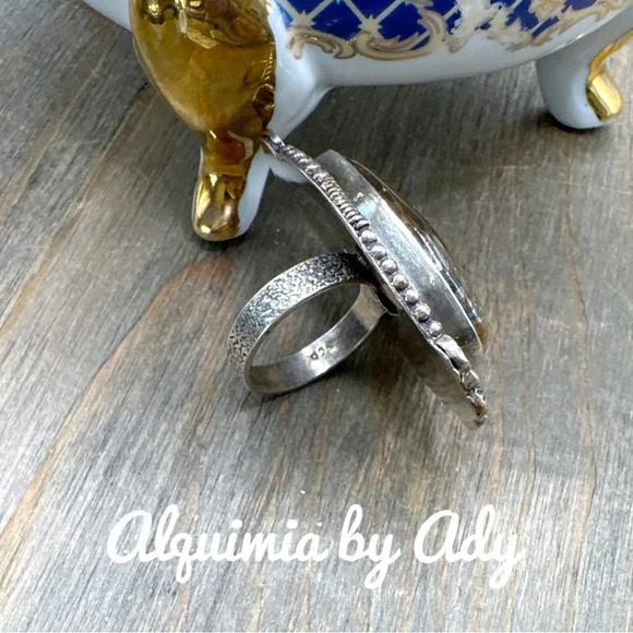 Oversized full finger maximalist 925 silver tigers eye huge ring - Picture 2 of 6